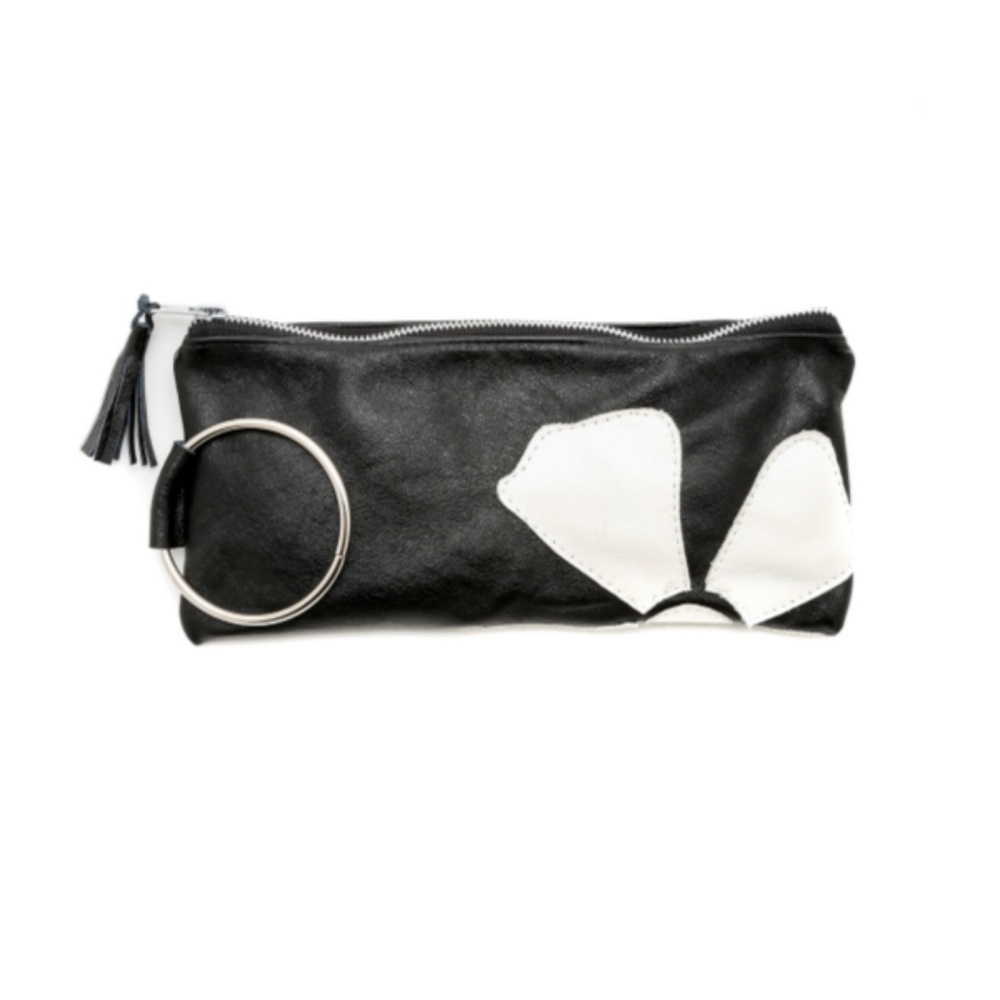 Leather Flower Clutch
